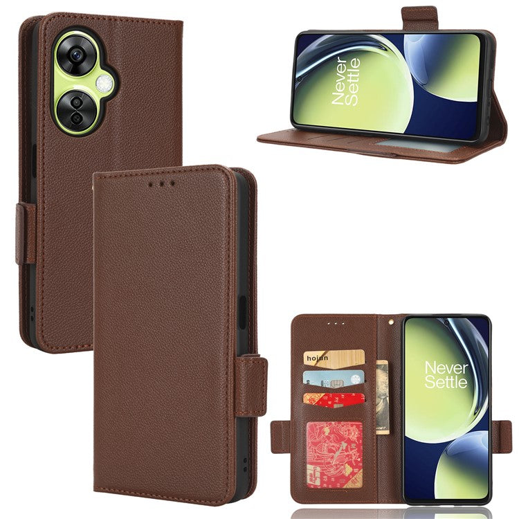 For OnePlus Nord CE 3 Lite 5G / Nord N30 5G PU Leather Case Litchi Texture Wallet Stand Phone Cover - Brown
