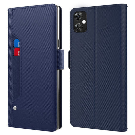 For OnePlus Nord CE 3 Lite 5G / Nord N30 5G PU Leather Card Holder Stand Cover Anti-drop Phone Case with Mirror - Blue
