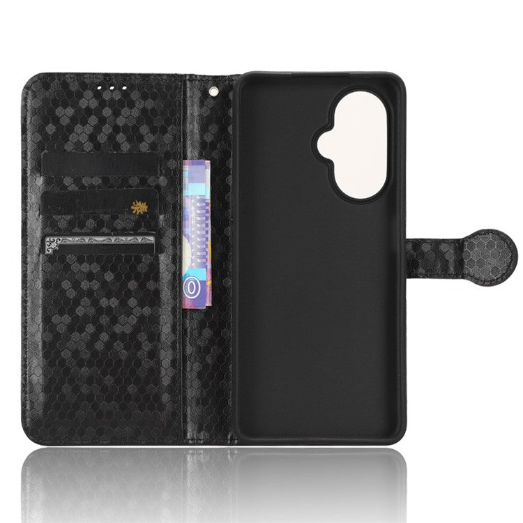 For OnePlus Nord CE 3 Lite 5G / Nord N30 5G PU Leather Cover Dot Pattern Imprinted Stand Wallet Phone Case - Black