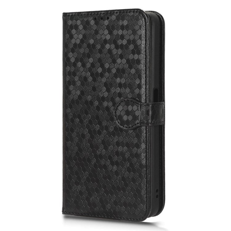 For OnePlus Nord CE 3 Lite 5G / Nord N30 5G PU Leather Cover Dot Pattern Imprinted Stand Wallet Phone Case - Black