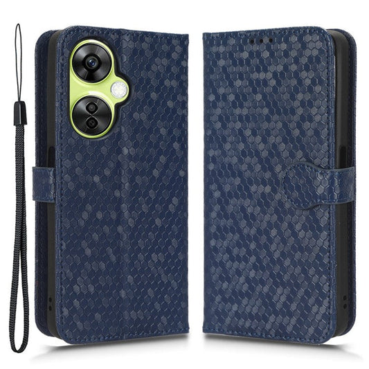 For OnePlus Nord CE 3 Lite 5G / Nord N30 5G PU Leather Cover Dot Pattern Imprinted Stand Wallet Phone Case - Dark Blue