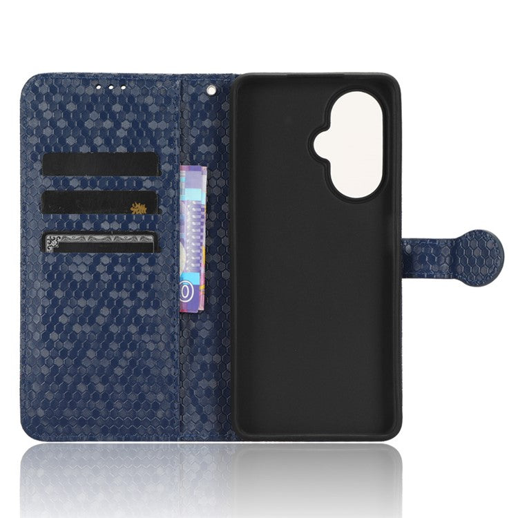 For OnePlus Nord CE 3 Lite 5G / Nord N30 5G PU Leather Cover Dot Pattern Imprinted Stand Wallet Phone Case - Dark Blue