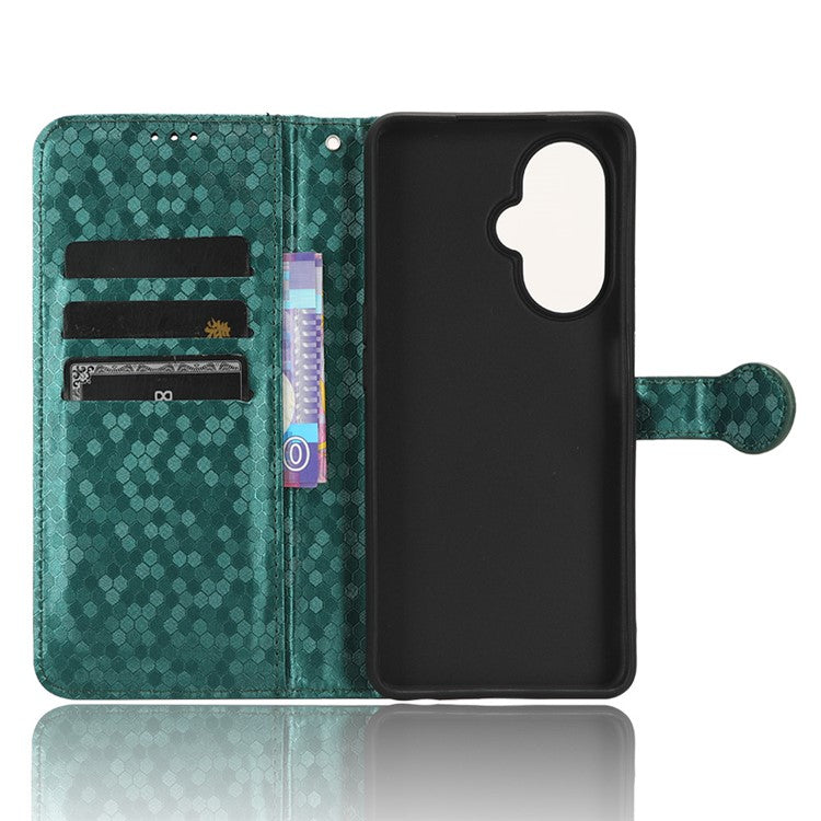 For OnePlus Nord CE 3 Lite 5G / Nord N30 5G PU Leather Cover Dot Pattern Imprinted Stand Wallet Phone Case - Green