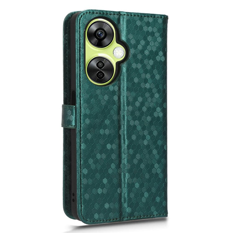 For OnePlus Nord CE 3 Lite 5G / Nord N30 5G PU Leather Cover Dot Pattern Imprinted Stand Wallet Phone Case - Green