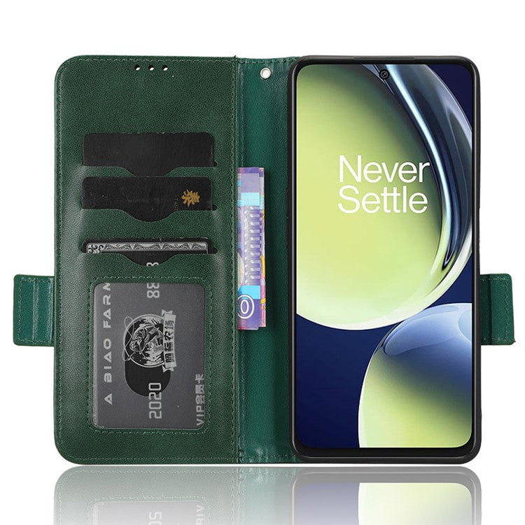 For OnePlus Nord CE 3 Lite 5G / Nord N30 5G Phone Case Imprinted Triangle Stand Wallet PU Leather Cover - Green
