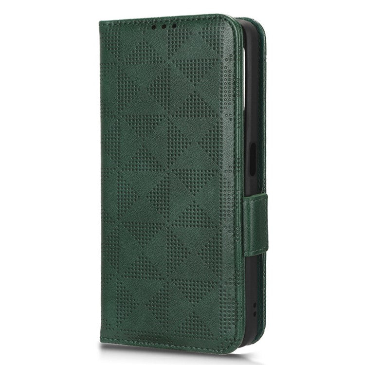 For OnePlus Nord CE 3 Lite 5G / Nord N30 5G Phone Case Imprinted Triangle Stand Wallet PU Leather Cover - Green