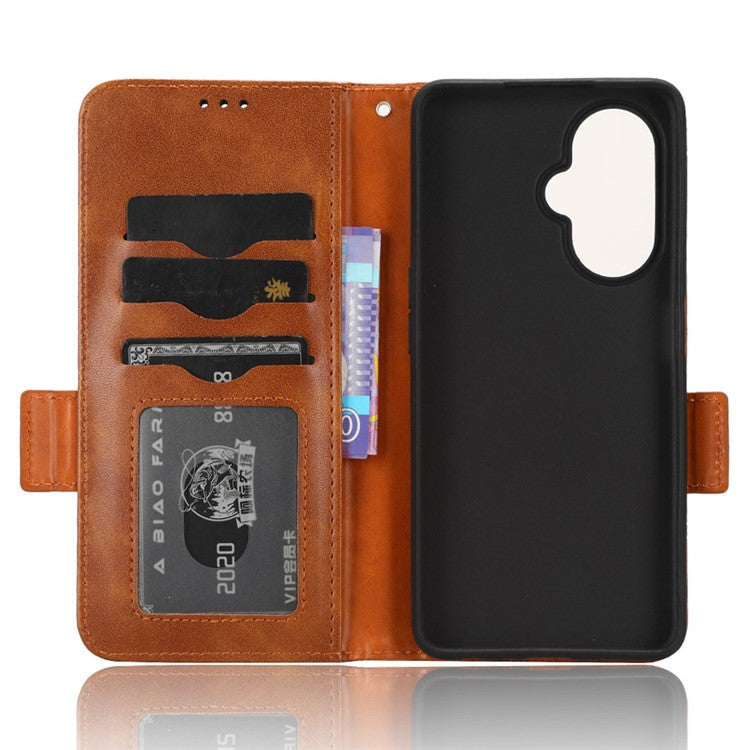 For OnePlus Nord CE 3 Lite 5G / Nord N30 5G Phone Case Imprinted Triangle Stand Wallet PU Leather Cover - Brown