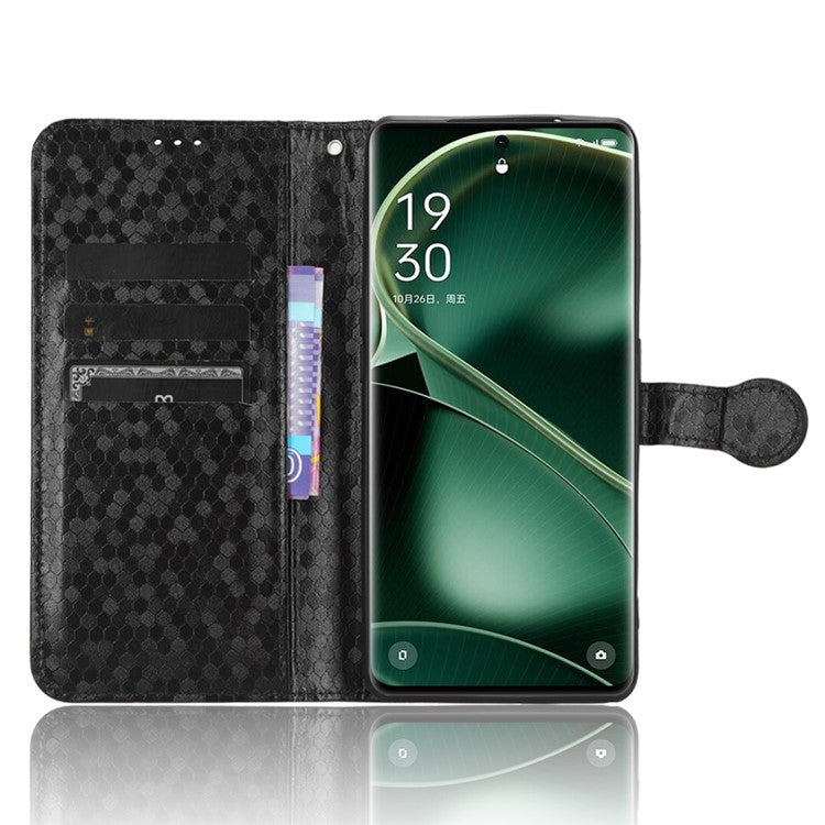 PU Leather Cover for Oppo Find X6 Pro Dot Pattern Imprinted Wallet Phone Case with Stand - Black