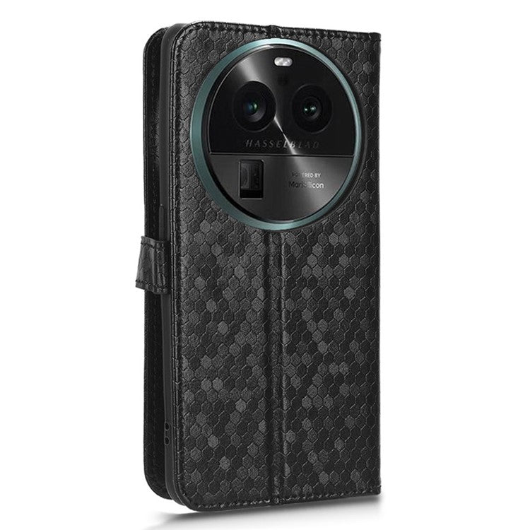 PU Leather Cover for Oppo Find X6 Pro Dot Pattern Imprinted Wallet Phone Case with Stand - Black