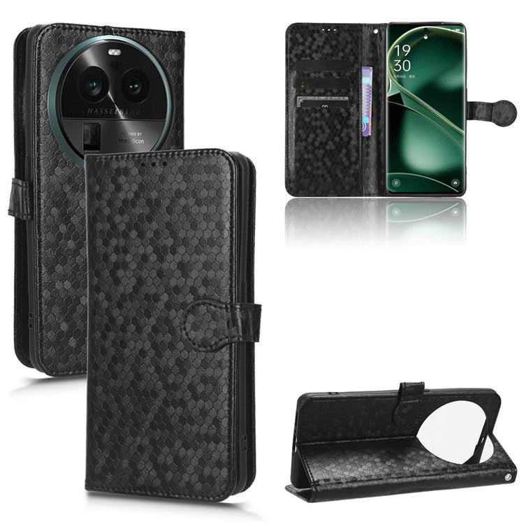 PU Leather Cover for Oppo Find X6 Pro Dot Pattern Imprinted Wallet Phone Case with Stand - Black