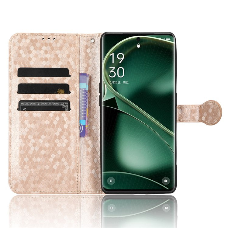 PU Leather Cover for Oppo Find X6 Pro Dot Pattern Imprinted Wallet Phone Case with Stand - Rose Gold