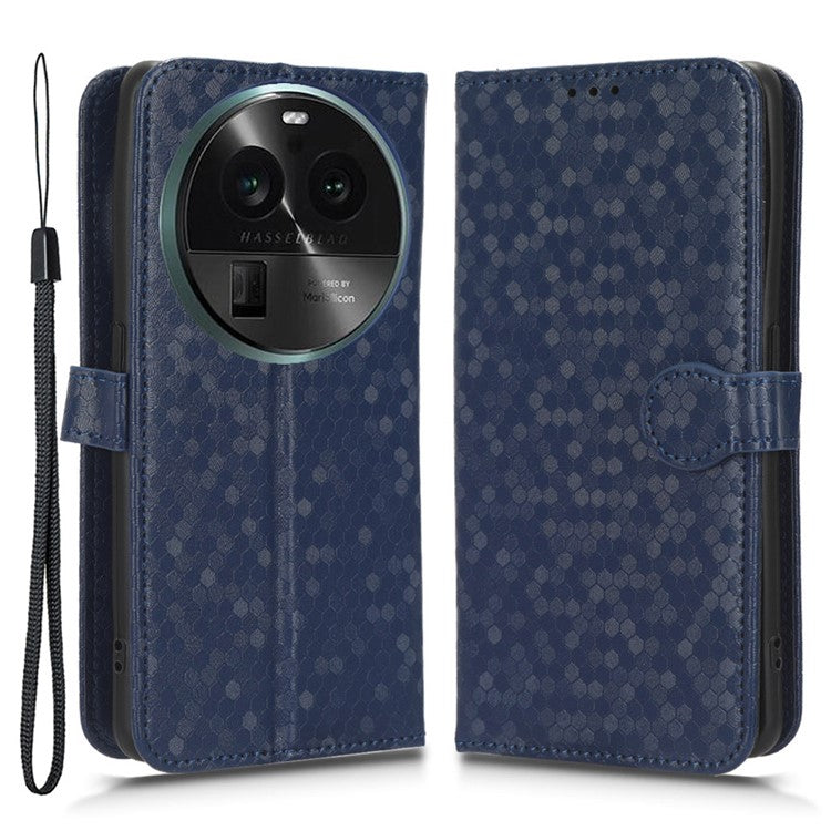 PU Leather Cover for Oppo Find X6 Pro Dot Pattern Imprinted Wallet Phone Case with Stand - Dark Blue