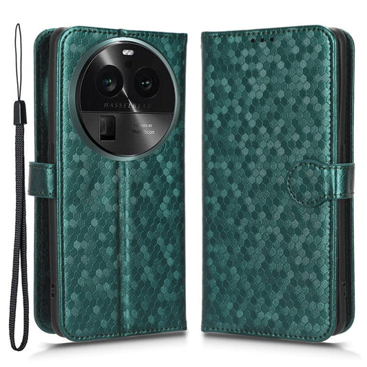 PU Leather Cover for Oppo Find X6 Pro Dot Pattern Imprinted Wallet Phone Case with Stand - Green