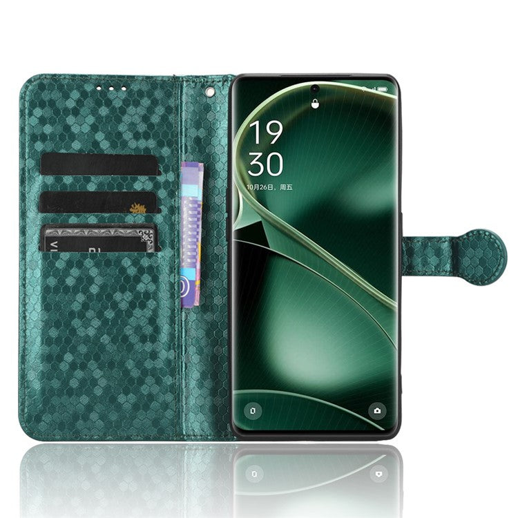 PU Leather Cover for Oppo Find X6 Pro Dot Pattern Imprinted Wallet Phone Case with Stand - Green