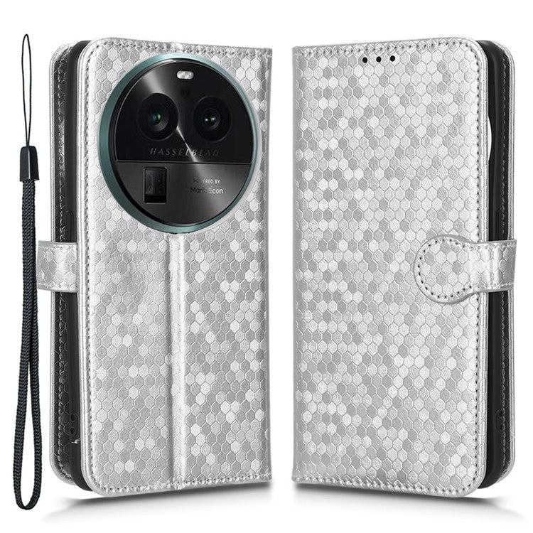 PU Leather Cover for Oppo Find X6 Pro Dot Pattern Imprinted Wallet Phone Case with Stand - Silver