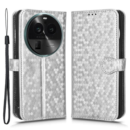 PU Leather Cover for Oppo Find X6 Pro Dot Pattern Imprinted Wallet Phone Case with Stand - Silver