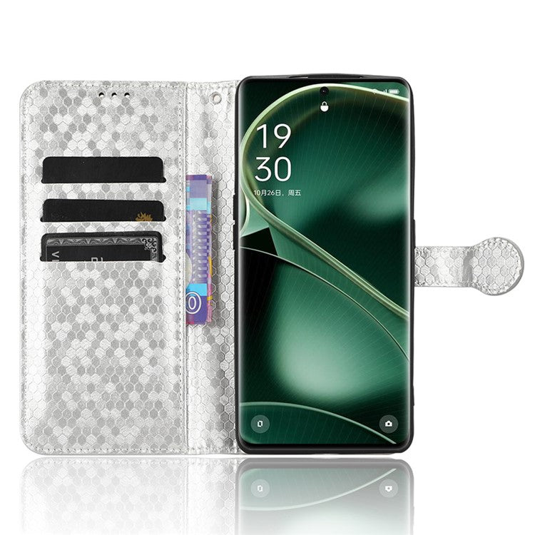 PU Leather Cover for Oppo Find X6 Pro Dot Pattern Imprinted Wallet Phone Case with Stand - Silver
