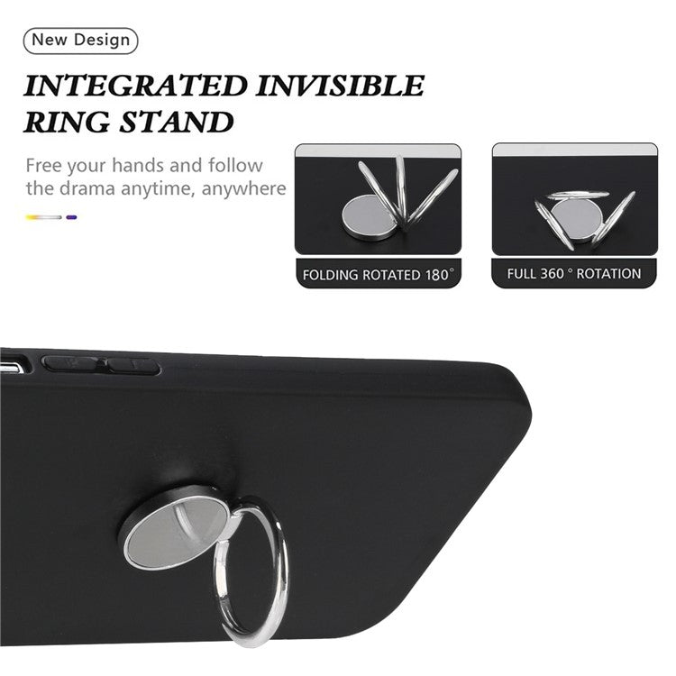 Ring Kickstand Matte Cover for Samsung Galaxy S22+ 5G TPU Phone Case Works for Magnetic Car Mount - Silver