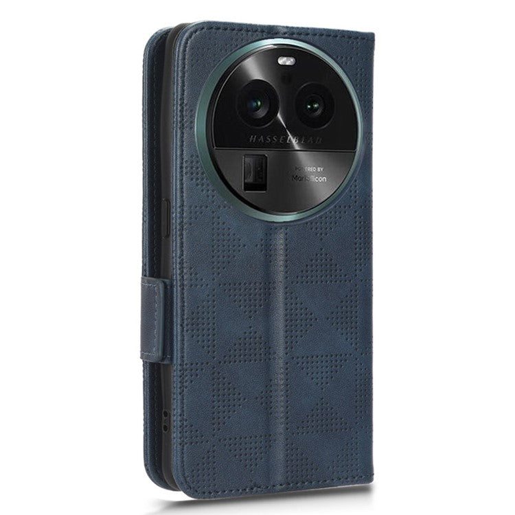 Shockproof PU Leather Phone Case for Oppo Find X6 , Imprinted Triangle Stand Wallet Cover - Blue