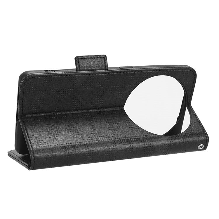 Shockproof PU Leather Phone Case for Oppo Find X6 , Imprinted Triangle Stand Wallet Cover - Black