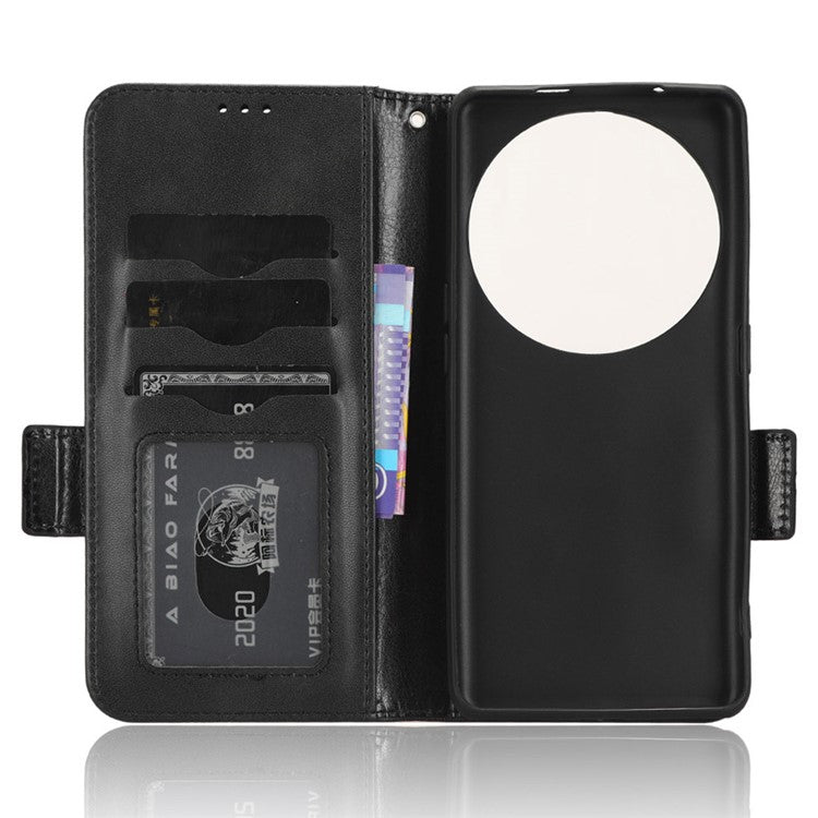 Shockproof PU Leather Phone Case for Oppo Find X6 , Imprinted Triangle Stand Wallet Cover - Black