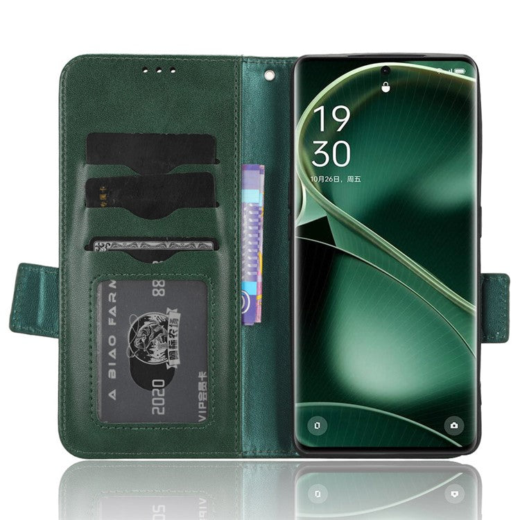 Shockproof PU Leather Phone Case for Oppo Find X6 , Imprinted Triangle Stand Wallet Cover - Green