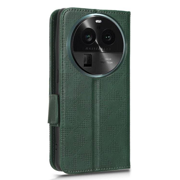 Shockproof PU Leather Phone Case for Oppo Find X6 , Imprinted Triangle Stand Wallet Cover - Green