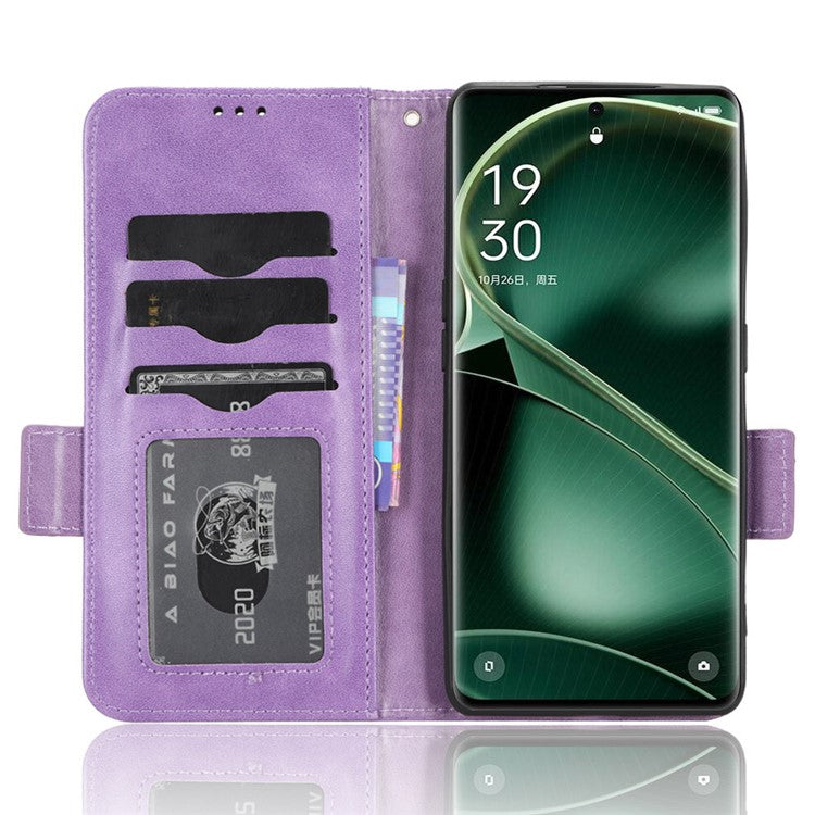 Shockproof PU Leather Phone Case for Oppo Find X6 , Imprinted Triangle Stand Wallet Cover - Purple