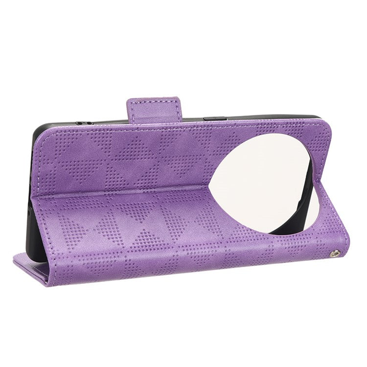 Shockproof PU Leather Phone Case for Oppo Find X6 , Imprinted Triangle Stand Wallet Cover - Purple
