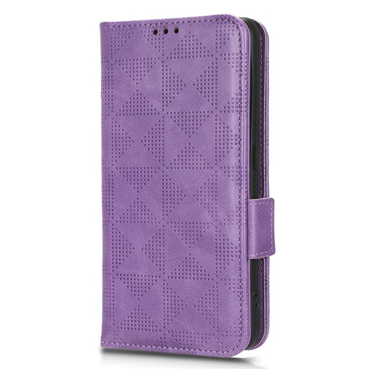 Shockproof PU Leather Phone Case for Oppo Find X6 , Imprinted Triangle Stand Wallet Cover - Purple