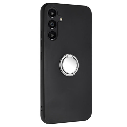 For Samsung Galaxy M14 5G Flexible TPU Back Cover Rotary Ring Kickstand Matte Phone Case - Silver