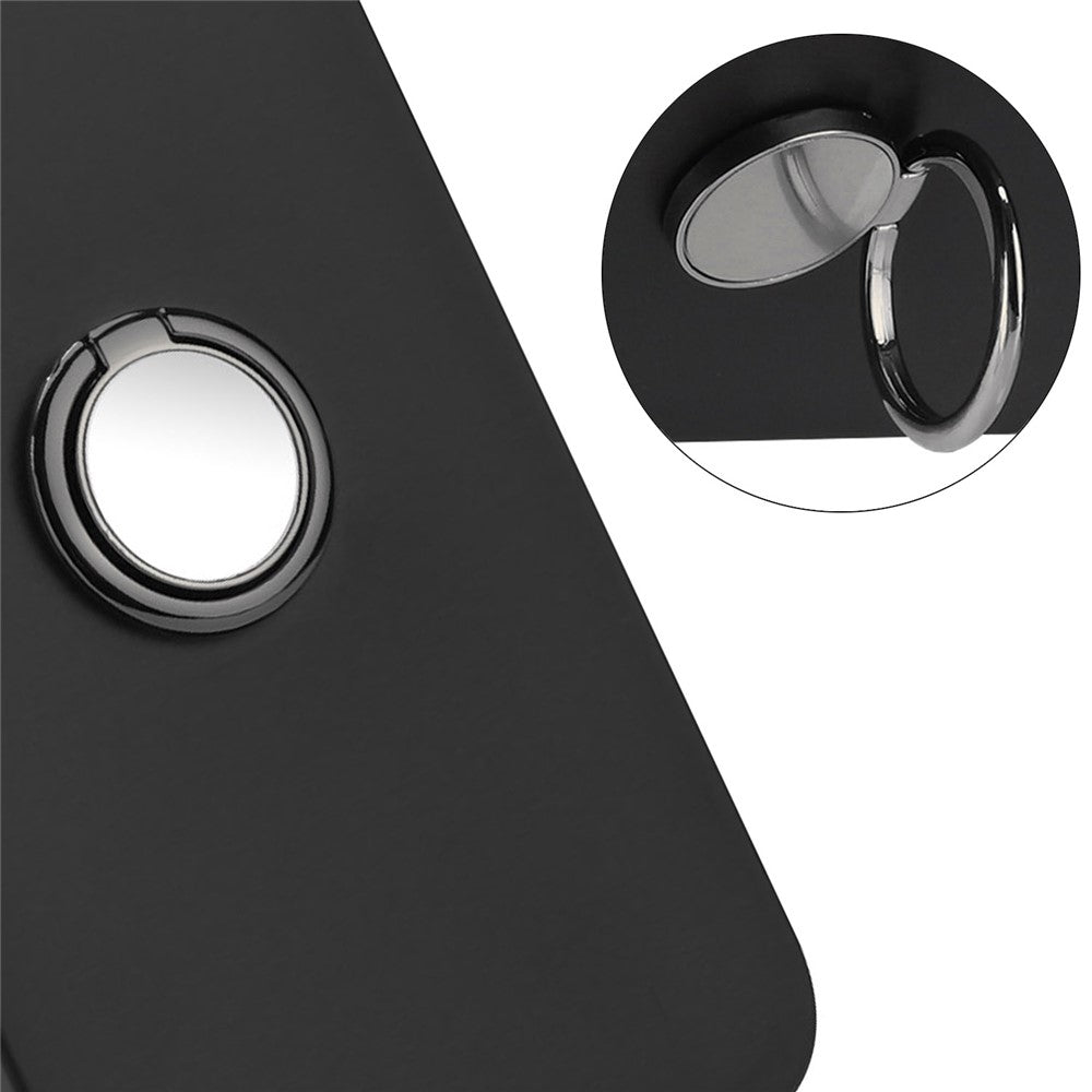 For Samsung Galaxy M14 5G Flexible TPU Back Cover Rotary Ring Kickstand Matte Phone Case - Black