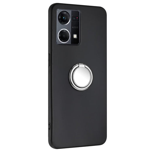 TPU Cover for Oppo Reno7 4G / Reno8 4G Phone Guard Matte Protector Case with Ring Kickstand - Silver