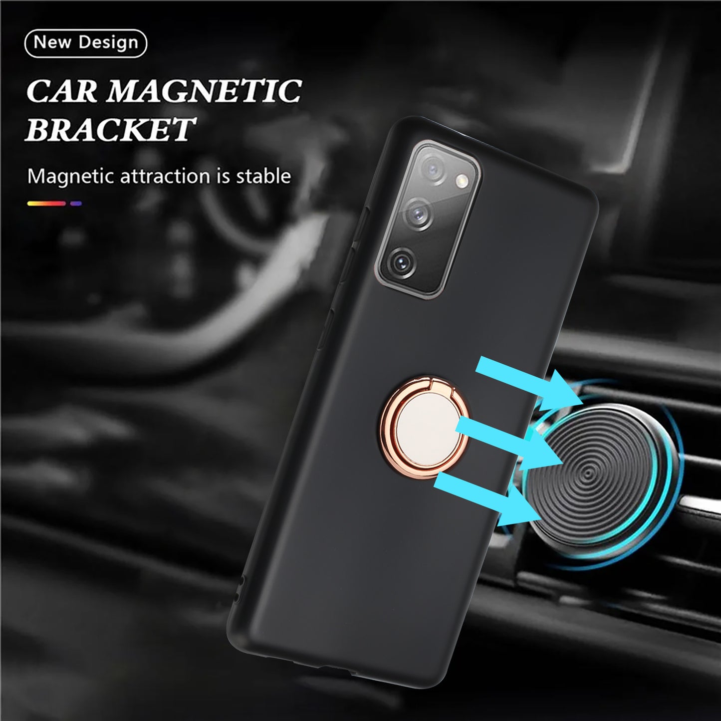 For Samsung Galaxy S20 FE / S20 FE 5G / S20 FE 2022 / S20 Lite Matte TPU Phone Cover with Ring Kickstand - Rose Gold