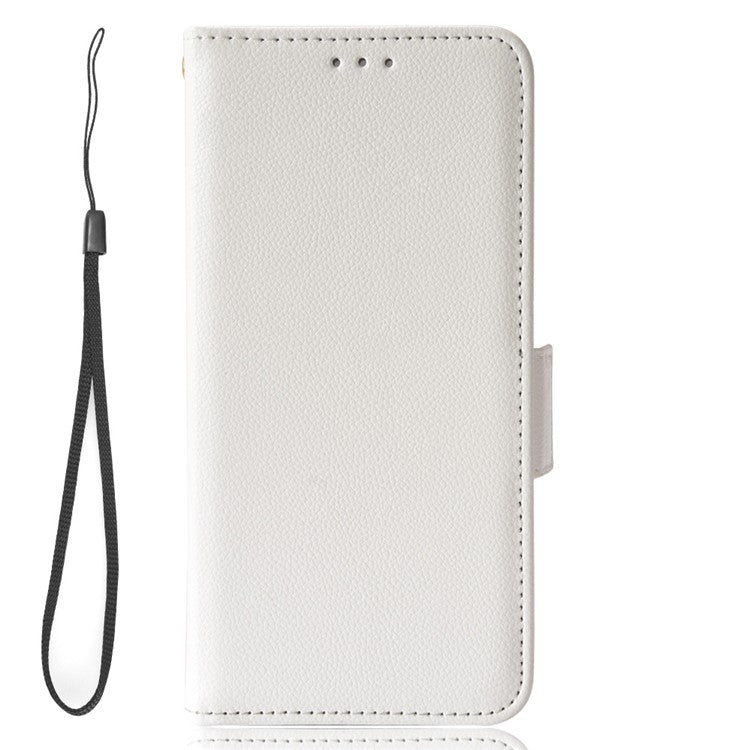 PU Leather Case for OnePlus Nord 3 5G / Ace 2V Litchi Texture Folio Flip Wallet Stand Phone Cover - White