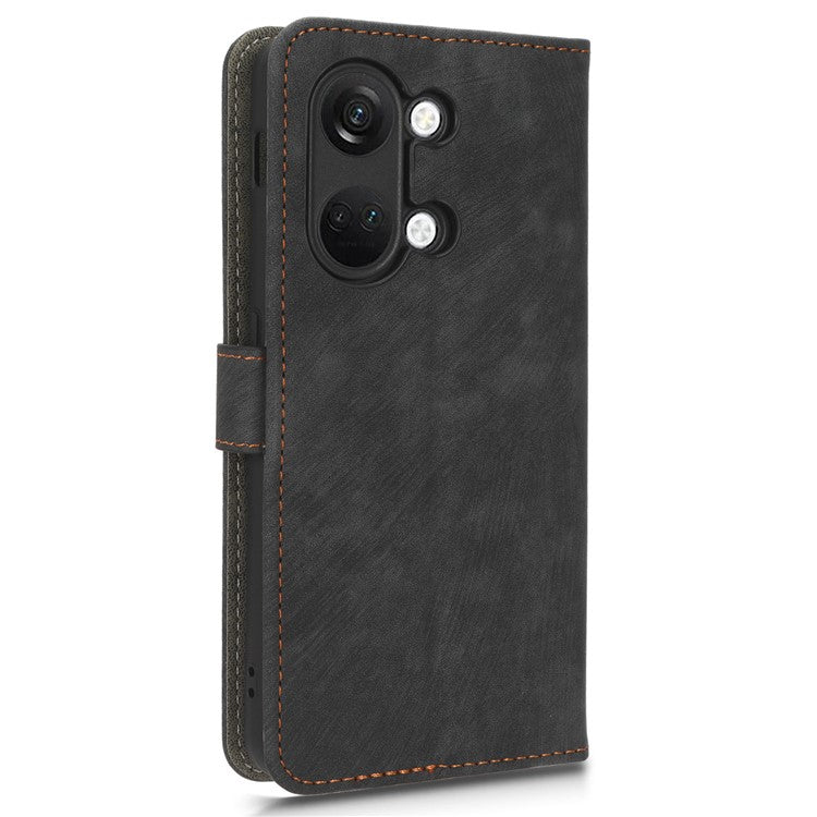 For OnePlus Nord 3 5G / Ace 2V Cell Phone Stand Case PU Leather RFID Blocking Wallet Cover with Strap - Black