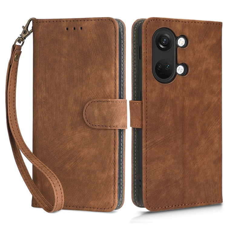 For OnePlus Nord 3 5G / Ace 2V Cell Phone Stand Case PU Leather RFID Blocking Wallet Cover with Strap - Brown