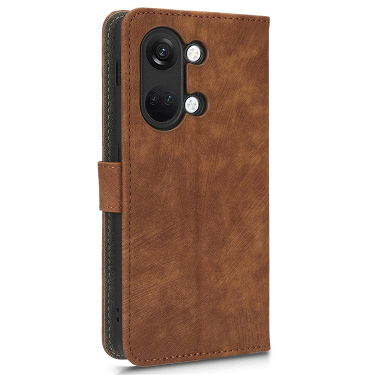 For OnePlus Nord 3 5G / Ace 2V Cell Phone Stand Case PU Leather RFID Blocking Wallet Cover with Strap - Brown