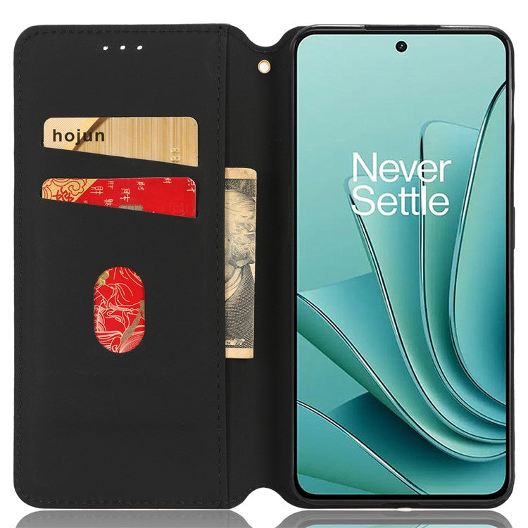 For OnePlus Nord 3 5G / Ace 2V Imprinted Rhombus Pattern PU Leather Phone Cover Stand Phone Wallet Case - Black