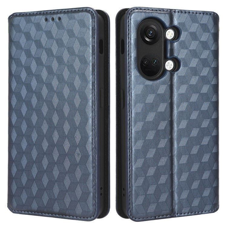 For OnePlus Nord 3 5G / Ace 2V Imprinted Rhombus Pattern PU Leather Phone Cover Stand Phone Wallet Case - Blue