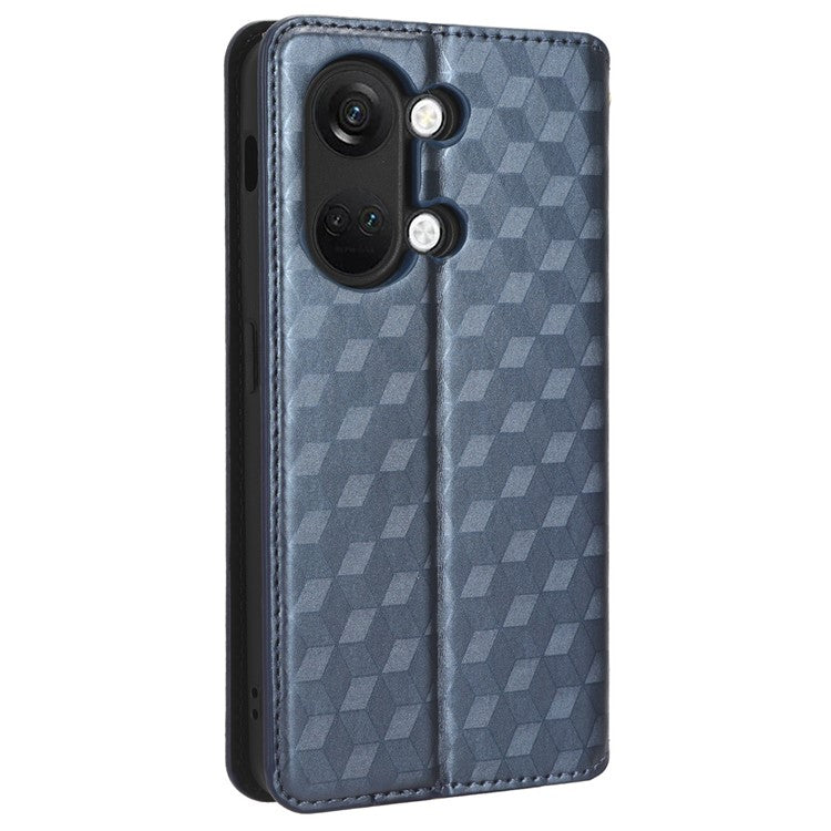 For OnePlus Nord 3 5G / Ace 2V Imprinted Rhombus Pattern PU Leather Phone Cover Stand Phone Wallet Case - Blue