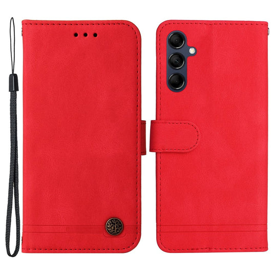 For Samsung Galaxy M14 5G Leather Wallet Cases Skin Touch Phone Cover Stand with Strap - Red