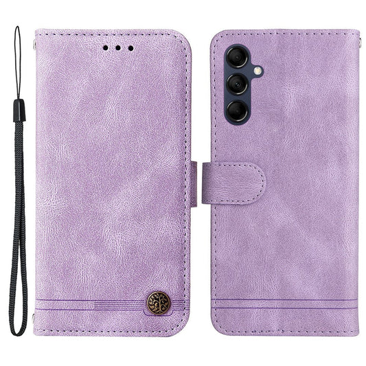 For Samsung Galaxy M14 5G Leather Wallet Cases Skin Touch Phone Cover Stand with Strap - Purple