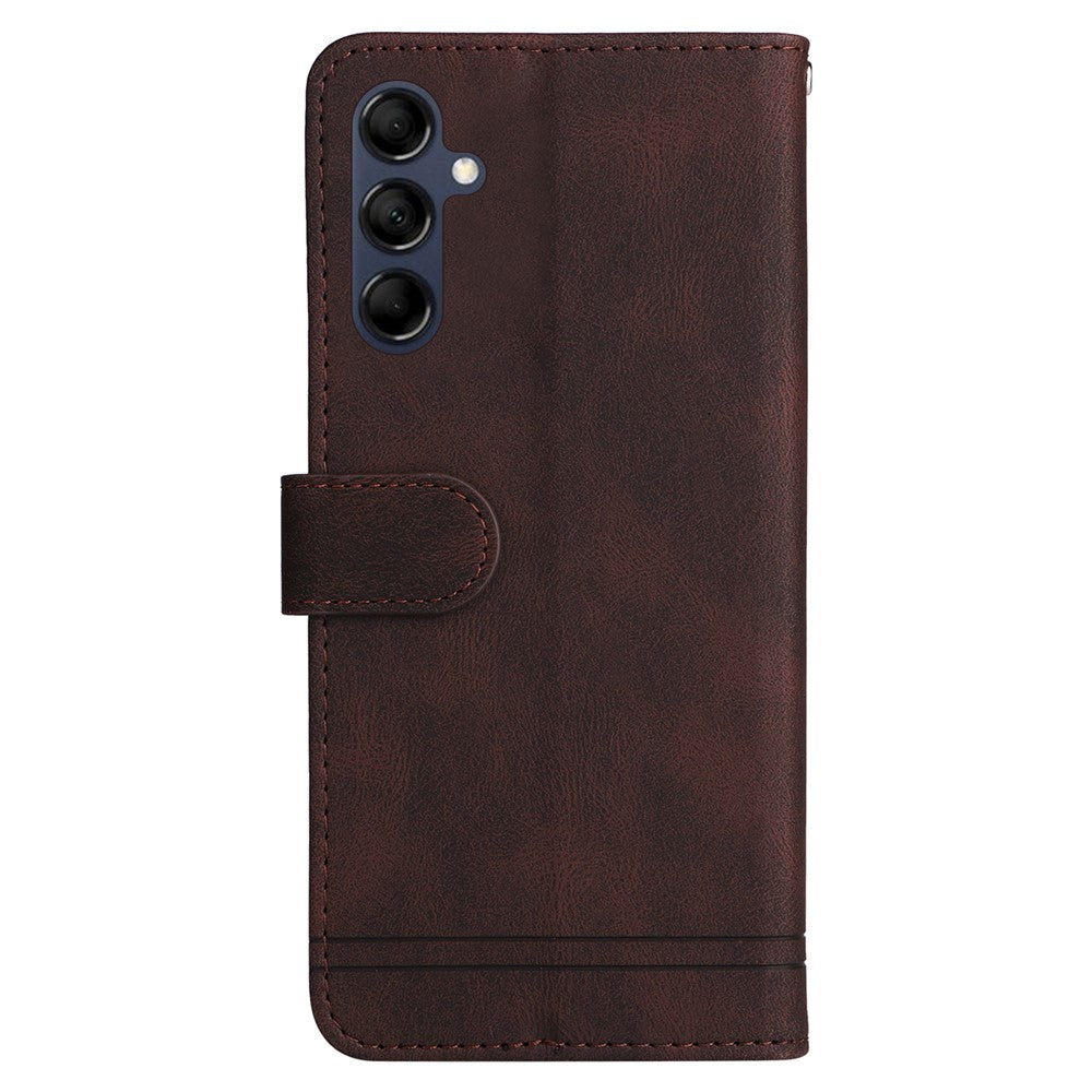 For Samsung Galaxy M14 5G Leather Wallet Cases Skin Touch Phone Cover Stand with Strap - Brown