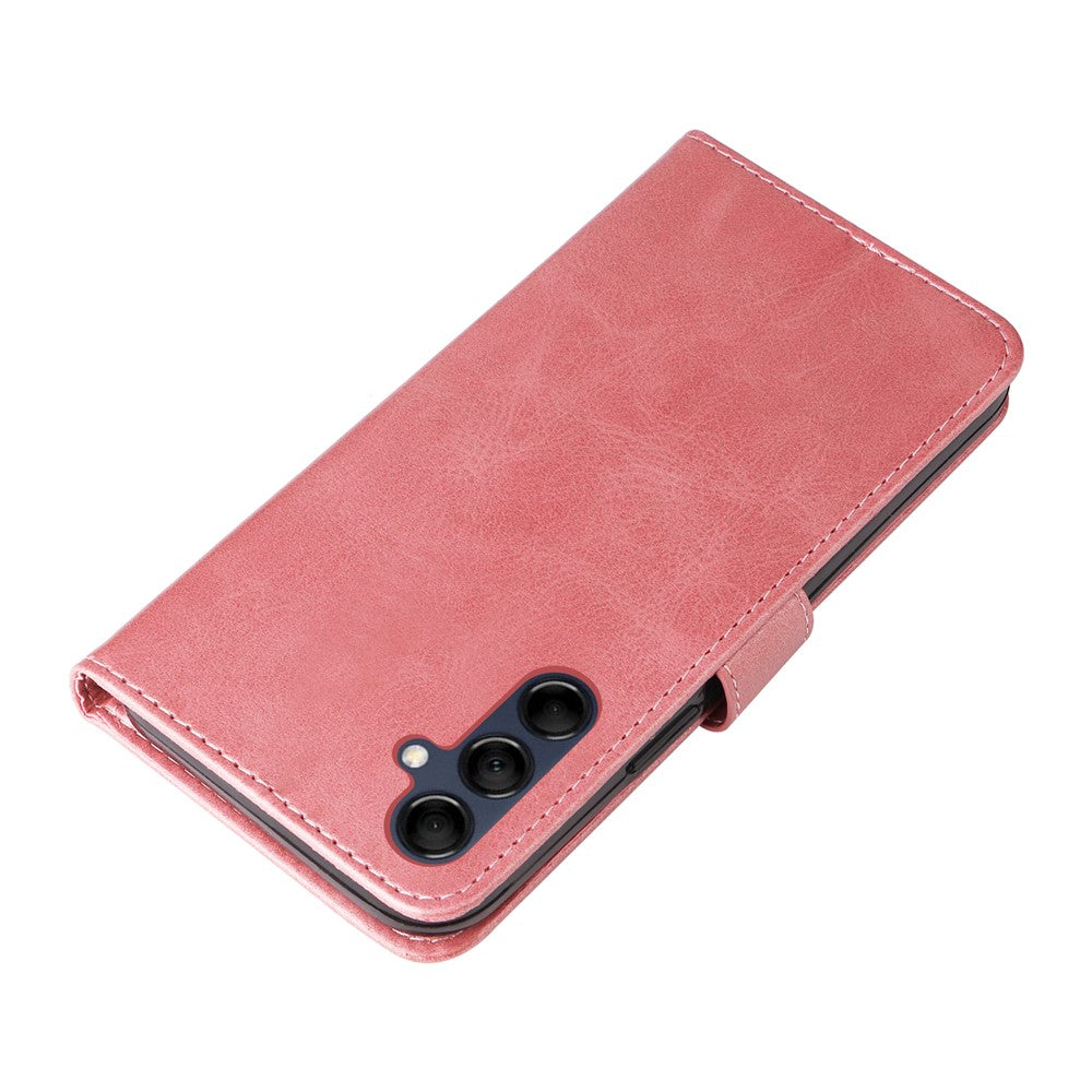For Samsung Galaxy M14 5G PU Leather Case Zipper Pocket Calf Texture Stand Wallet Phone Cover - Pink