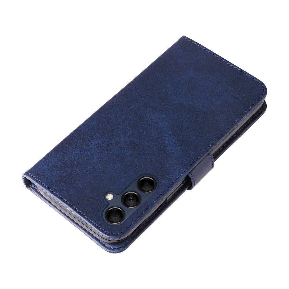 For Samsung Galaxy M14 5G PU Leather Case Zipper Pocket Calf Texture Stand Wallet Phone Cover - Blue