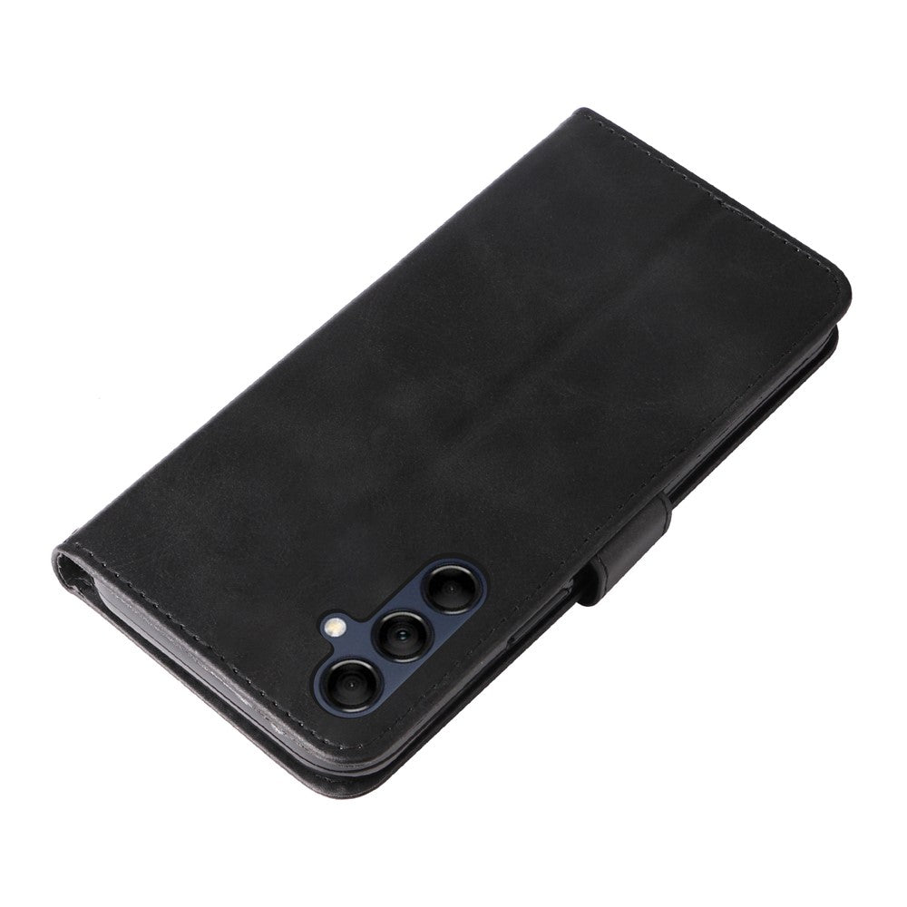 For Samsung Galaxy M14 5G PU Leather Case Zipper Pocket Calf Texture Stand Wallet Phone Cover - Black