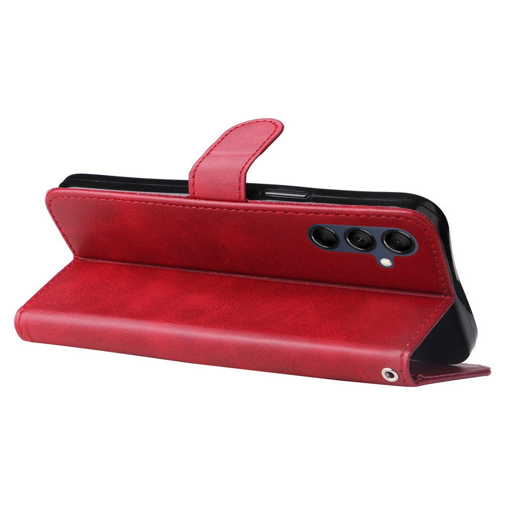 For Samsung Galaxy M14 5G PU Leather Case Zipper Pocket Calf Texture Stand Wallet Phone Cover - Red