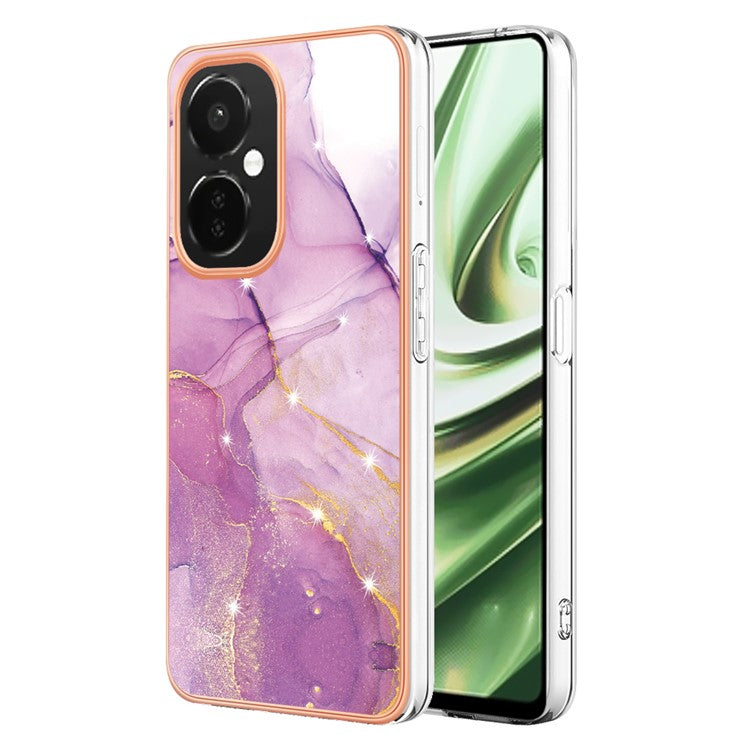 For OnePlus Nord CE 3 Lite 5G / Nord N30 5G YB IMD Series-2 Marble Pattern IMD TPU Case Electroplating Frame Phone Cover - Purple 001