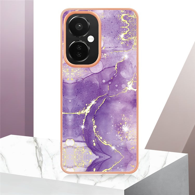 For OnePlus Nord CE 3 Lite 5G / Nord N30 5G YB IMD Series-2 Marble Pattern IMD TPU Case Electroplating Frame Phone Cover - Purple 002